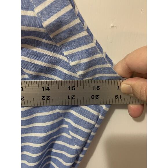 OC Order Plus Linen Jumpsuit Wide Leg Pantsuit Romper Blue Striped Beach Boho L‎ - Picture 9 of 16